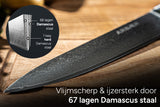 Arbaer Kochmesser 18 cm japanische Santokuklinge Damaststahl G10 Griff