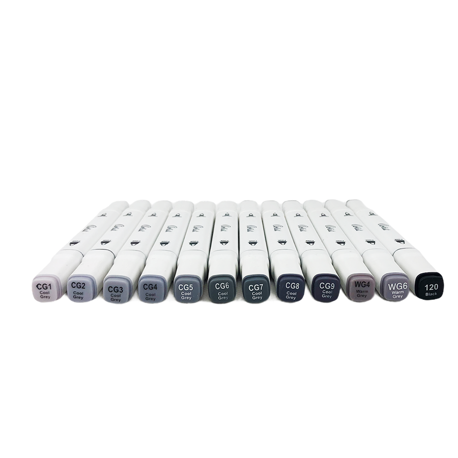 Artist duo tip markers grijs 12 stuks