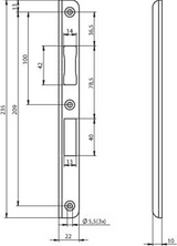 Assa Abloy N6000 Eckschließblech | Edelstahl 22x235x10x3mm rechteckig m| dr 1+3 - 10049714