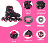 Aventuri verstellbare Inline-Skates Semi-Softboot schwarz rosa Größe 34-37 (m)