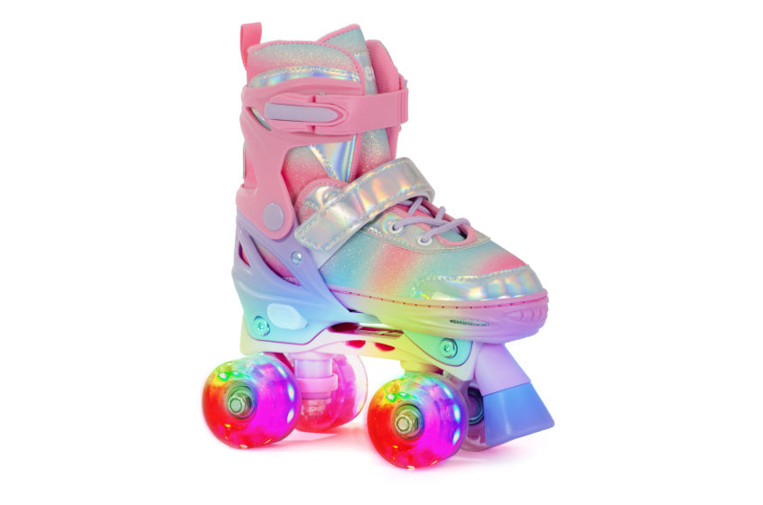 Aventuri verstellbare Rollschuhe mit leicht rosa Glitzer Größe 31-34 (s)