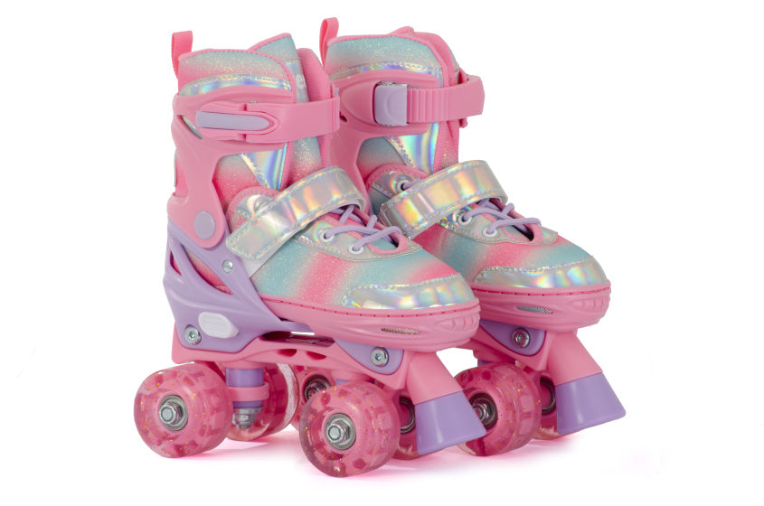 Aventuri verstellbare Rollschuhe mit leicht rosa Glitzer Größe 31-34 (s)