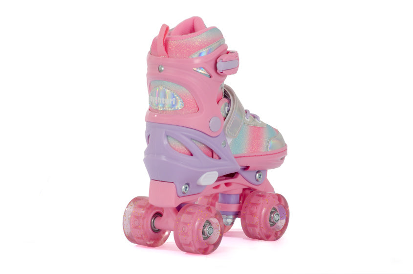 Aventuri verstellbare Rollschuhe mit leicht rosa Glitzer Größe 31-34 (s)