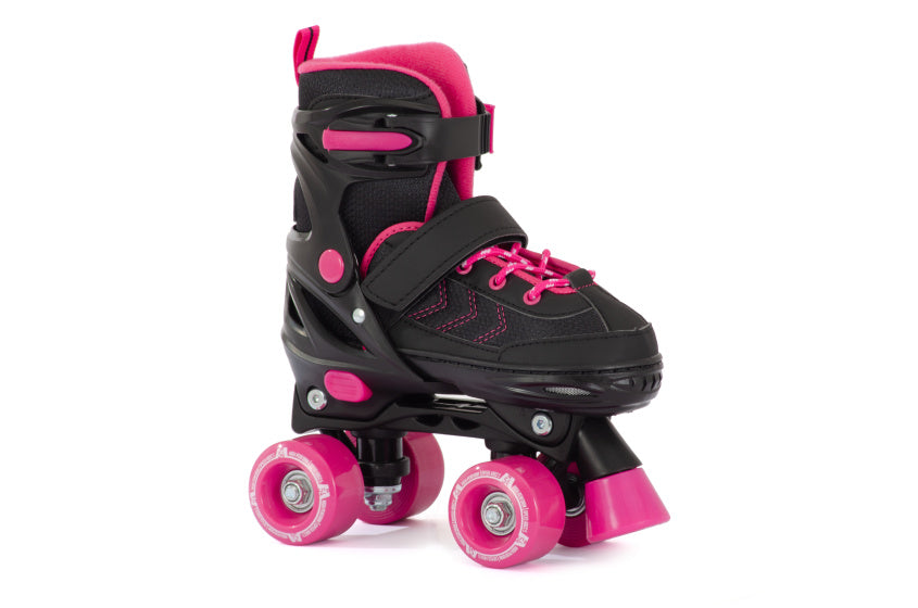 Aventuri verstellbare Rollschuhe halbweicher Stiefel schwarz rosa Größe 27-30 (xs)