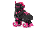 Aventuri verstellbare Rollschuhe halbweicher Stiefel schwarz rosa Größe 27-30 (xs)