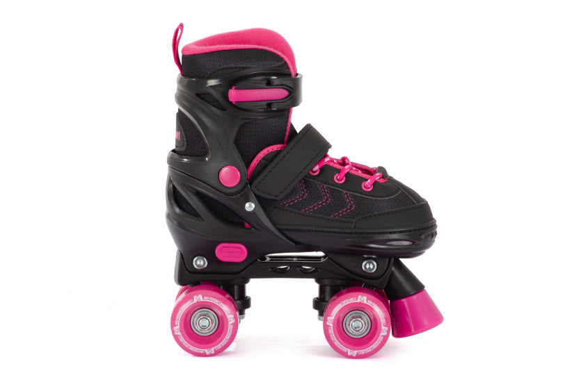 Aventuri verstellbare Rollschuhe halbweicher Stiefel schwarz rosa Größe 31-34 (S)