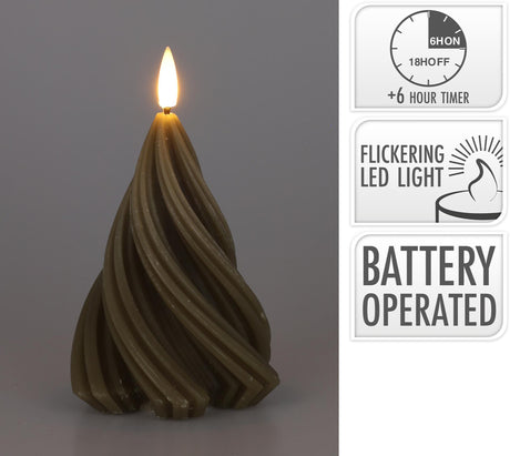 Home styling kaars led boom gedraaid h13cm taupe