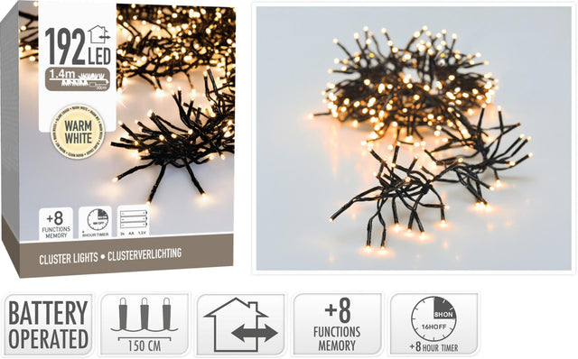 Home-Styling Clusterbeleuchtung 192 LED warmweiß funktioniert mit Batterie (exklusiv)