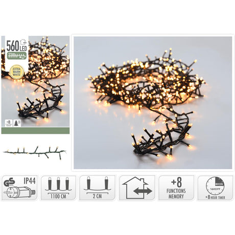Weihnachtsbeleuchtung Mikrocluster 560LED 11m extra warmweiß