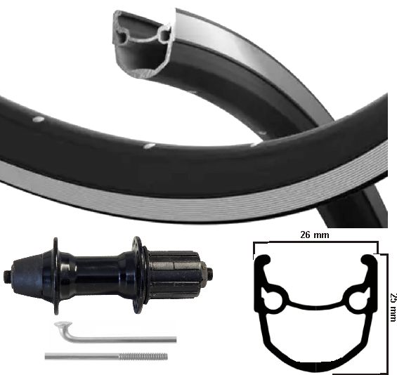 KGS Hinterrad 28 Zoll (622) Stratos Black Silver 7 Gang schwarzes Ausfallende