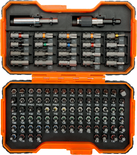 Bahco 59 s100bc-ip Bitsatz | 100-teilig | für Schlitz, Phillips®, Pozidriv®, Sechskant, Robertson und Torx | 59 s100bc-ip