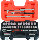 Bahco doppenset 3 8 | omkeerbare ratel | zeskant | metrisch en inch-maten - 38-delig - koffer - s380