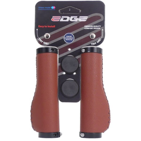 Edge Griff Set Leder inklusive Lockkling - Kamelbraun - 135 135 mm (Ladenverpackung)