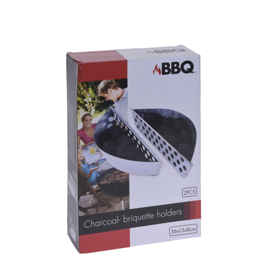 Bbq barbecue houtskool brikkettenhouder 2 stuks