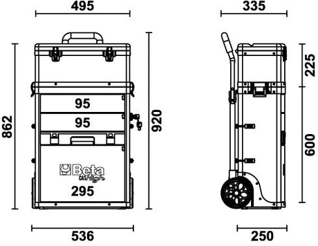 Beta c41h Trolley, zweiteilig grau - 041000010