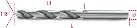 Beta spiraalboren, korte uitvoering hss volledig geslepen glimmende afwerking 412 10,00 - 004120148