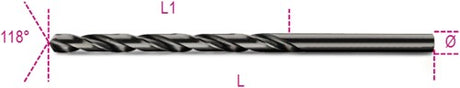 Beta spiraalboren, lange uitvoering hss volledig geslepen gebruneerd 412l 2,00 - 004120232