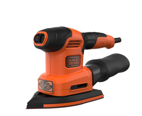 Black+Decker bew200 200w 4in1 Multischleifer | flache, detaillierte und exzentrische Schleifsohle | 1x Schleiffinger | 6x Schleifblätter - bew200-qs