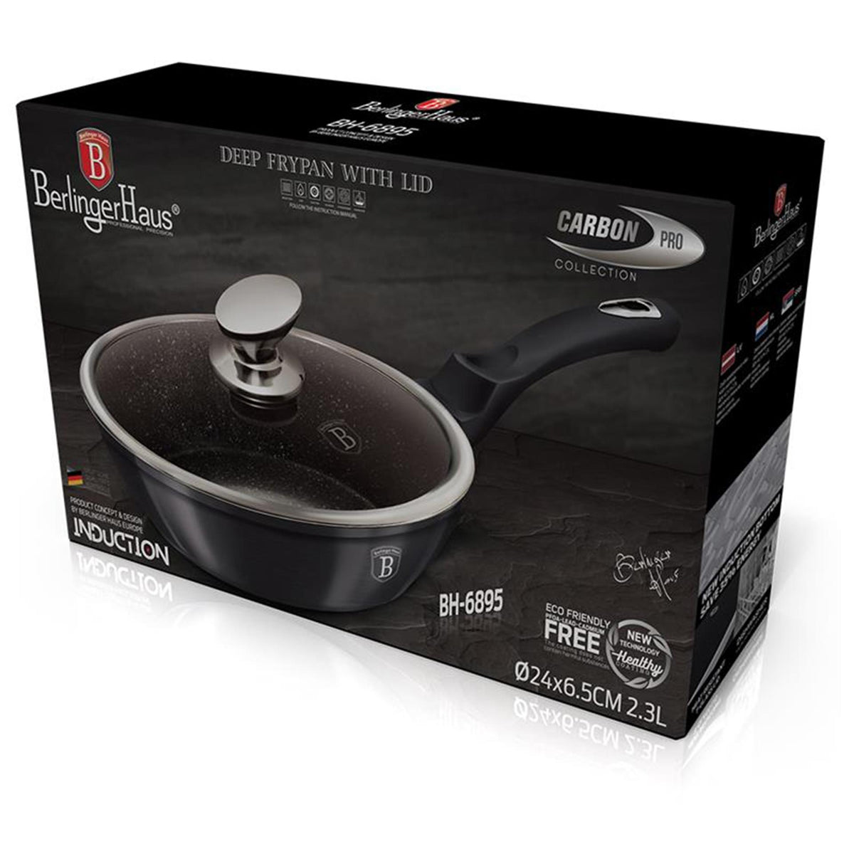 Berlingerhaus Bratpfanne mit Deckel 24 cm Metallic Line Carbon Pro Edition Induktion