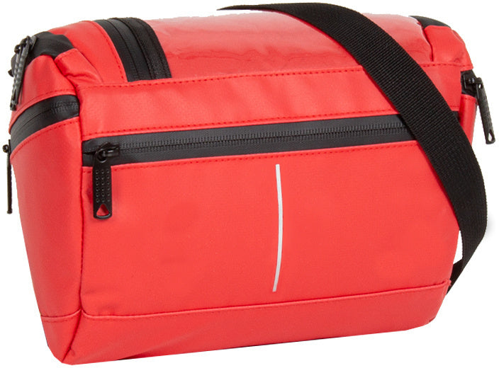 Spritzwasserabweisende Fahrrad-Lenkertasche mit Schultergurt 5l rot
