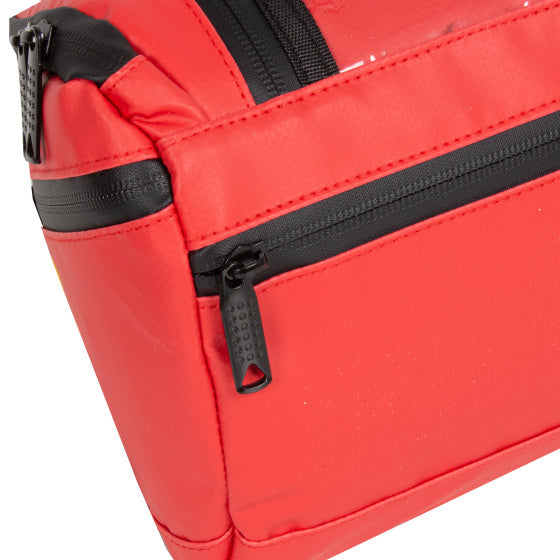 Spritzwasserabweisende Fahrrad-Lenkertasche mit Schultergurt 5l rot