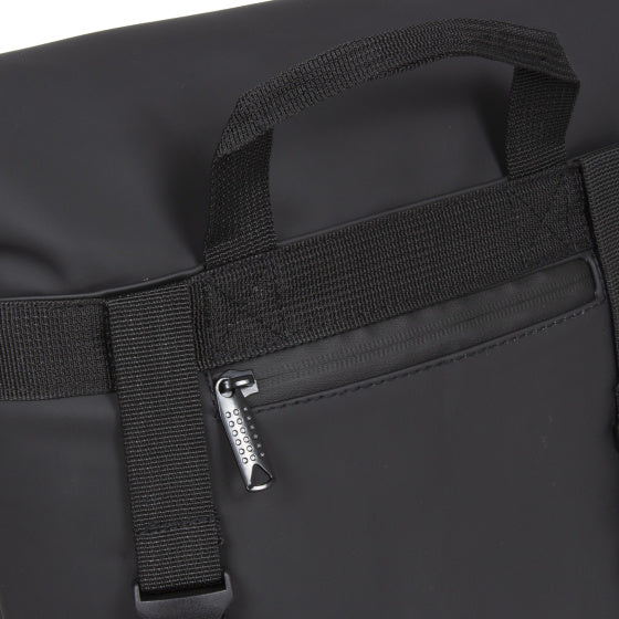 Spritzwasserabweisende Fahrrad-Lenkertasche mit Schultergurt 6l schwarz