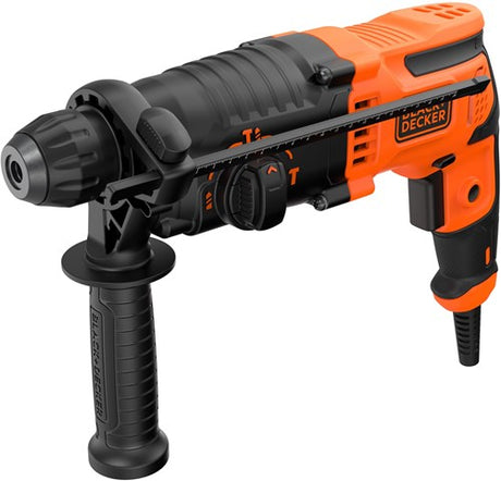 Black+Decker Behs01K 650W 1,4J SDS+ Schlagbohrmaschine | Seitengriff | tiefer Stopp | 6mm und 8mm Betonbohrer | Bohrfutteradapter | für den Fall - behs01k-qs