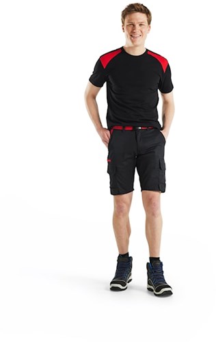 Blåkläder industrie short met stretch 14461832 | zwart rood | maat 56 - 7330509758588