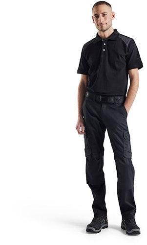 Blåkläder industrie werkbroek stretch met kniezakken 14481832 | zwart donkergrijs | maat 56 - 7330509760864