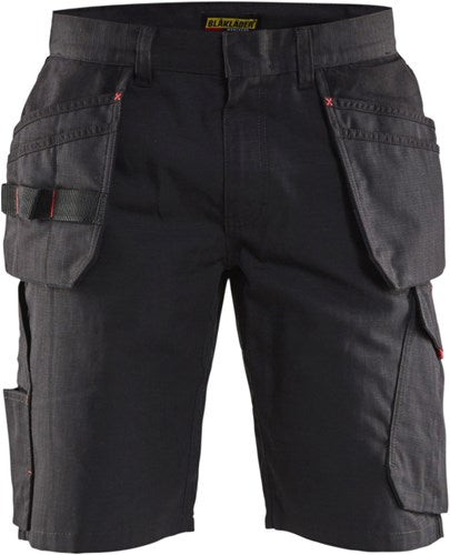 Blåkläder service short met spijkerzakken 14941330 | zwart rood | maat 44 - 7330509689011