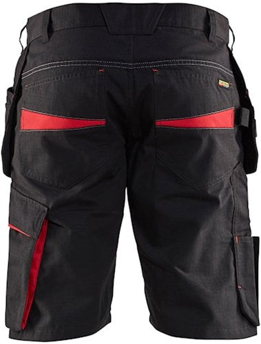 Blåkläder service short met spijkerzakken 14941330 | zwart rood | maat 62 - 7330509689103