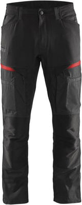 Blåkläder service werkbroek met stretch 14561845 | zwart rood | maat 54 - 7330509651520