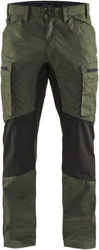 Blåkläder service werkbroek met stretch 14591845 | army groen zwart | maat 52 - 7330509497906