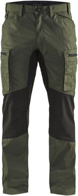 Blåkläder service werkbroek met stretch 14591845 | army groen zwart | maat 62 - 7330509497951