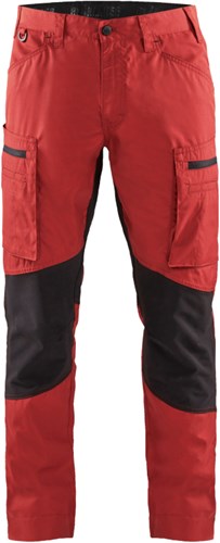 Blåkläder service werkbroek met stretch 14591845 | rood zwart | maat 58 - 7330509498149