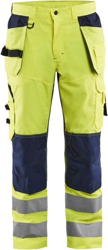 Blåkläder werkbroek high-vis met ventilatie 15651811 | high vis geel marineblauw | maat 44 - 7330509457047