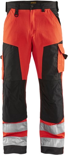 Blåkläder werkbroek high-vis zonder spijkerzakken 15661811 | high vis rood zwart | maat 64 - 7330509413777