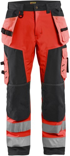 Blåkläder werkbroek softshell high-vis 15672517 | high vis rood zwart | maat 56 - 7330509406366