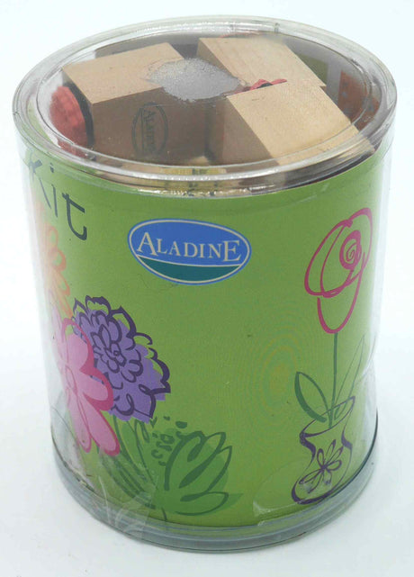 Van der Doelen 15 Ministempel aus Holz zum Thema Blumen inklusive Stempelkissen