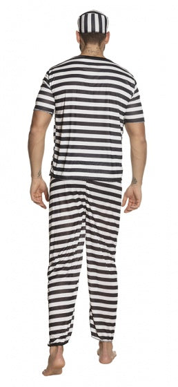 Boland Dress -up Gefangene Heren Schwarz weiß Größe m l