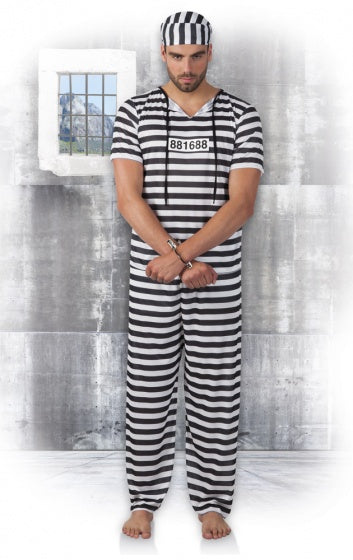 Boland Dress -up Gefangene Heren Schwarz weiß Größe m l