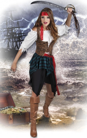 Boland Piratensturmkostüm Damen Schwarz Weiß Größe 36 38