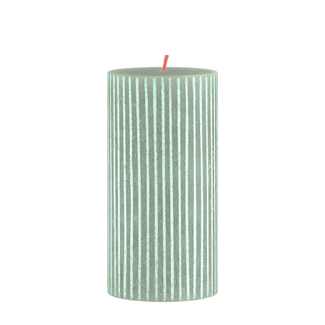 Bolsius Silhouette Stumpenkerze Jadegrün mit Aufdruck 13x6,8 cm