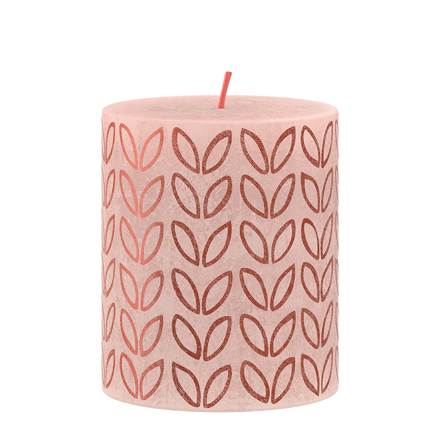 Bolsius Silhouette Stumpenkerze Misty Pink mit Aufdruck 80x68 mm | 2 Stk