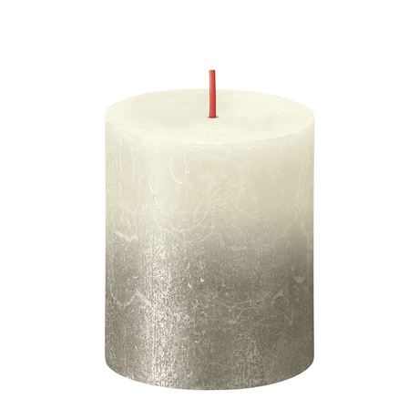Bolsius rustikale Stumpenkerze Sonnenuntergang Soft Pearl + Champagner 80 68 mm