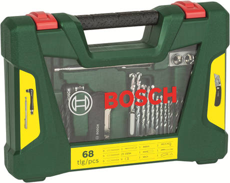 Bosch Zubehör V-Line Bohrer und Bits mit Klappmesser, Magnetstab und Winkelschraubendreher 68-teilig – 2607017191