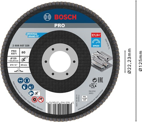 Bosch Zubehör 1 Fächerscheibe 125 x 571, am besten für Metall gerade, 80 - 2608607328