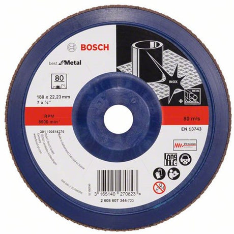 Bosch Zubehör 1 Fächerscheibe 180 x 571, am besten für Metall gerade, Kunststoff, 80 - 2608607344