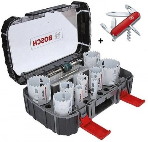 Bosch Zubehör 14-teiliges Lochsägen-Set | Machtwechsel | Holz und Metall | 20 - 76 mm | + Victorinox-Messer - 061599760l