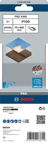 Bosch Zubehör 3 Reifen 75x480 x440, am besten für Holz+Farbe, K100 - 2608606045